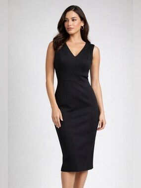 Karen Millen Black Sleeveless V-Neck Bodycon Dress